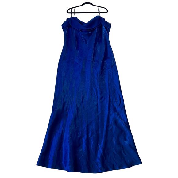 Eureka size 18 Blue Iridescent Cowl Neck Gown Dress Special Occasion Prom MOB - Picture 1 of 12